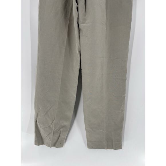 Vintage Ralph Lauren Pants Suit Womens 8/10 Gray Silk Linen 90s Pockets Pleated - Picture 12 of 16